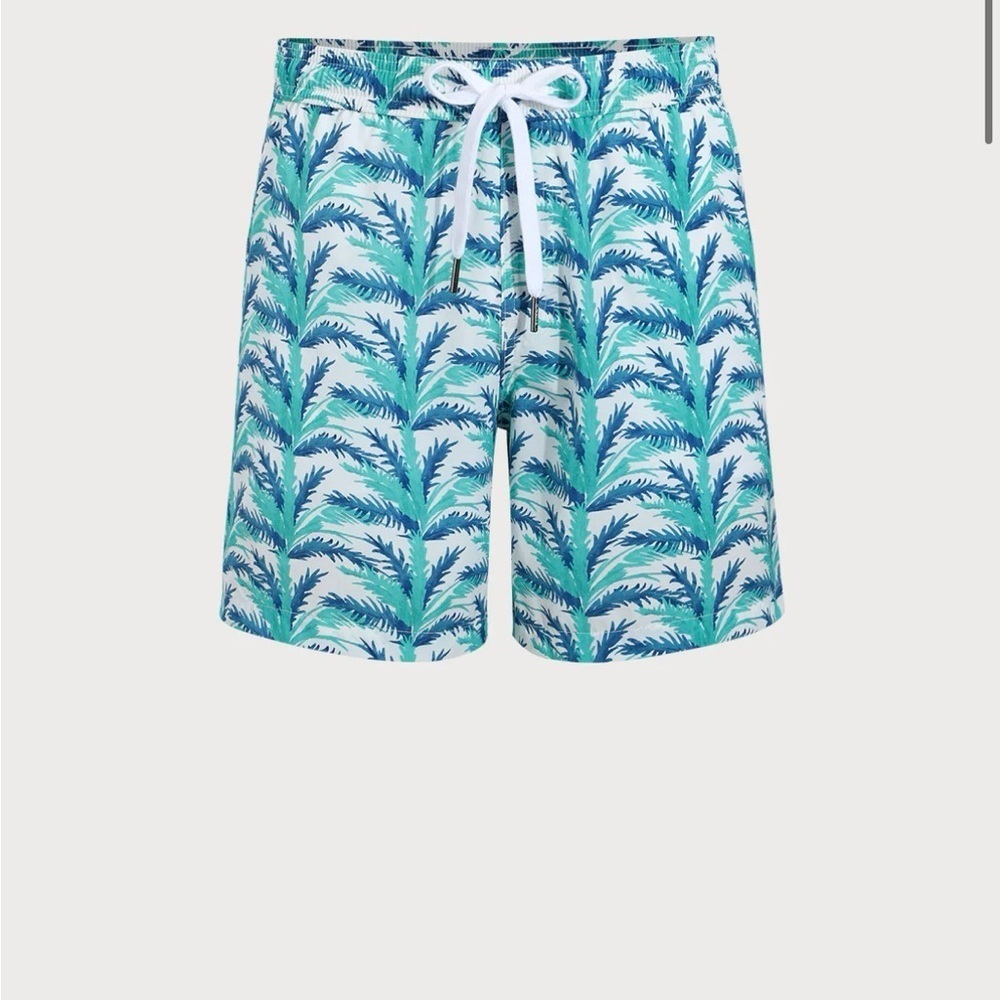 Berlook Men's Blue Palm Print Swim Shorts